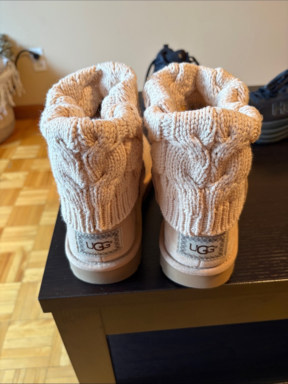 UGG Cable-Knit Short Boot - Blush Pink